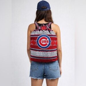 Chicago Cubs Sarape Striped Bucket Backpack MLB Fan Gear Bag Baseball Team Pack